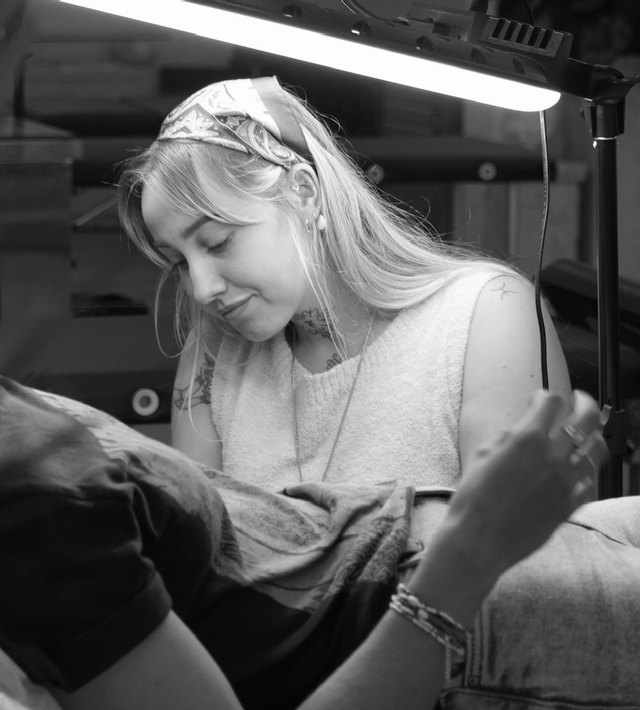 Caroline Lindskov sketching on her iPad
